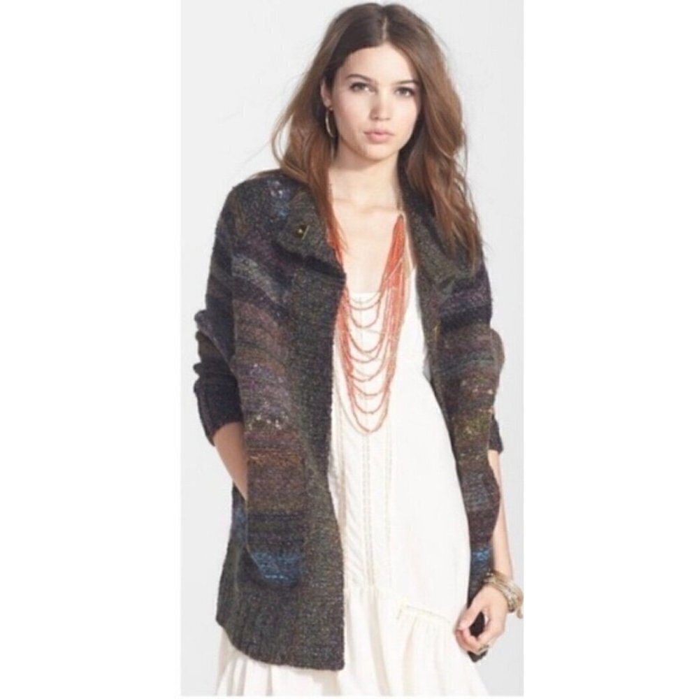 Free People Starlight Shadow Cardigan Sweater Womens Small Pockets Oversized